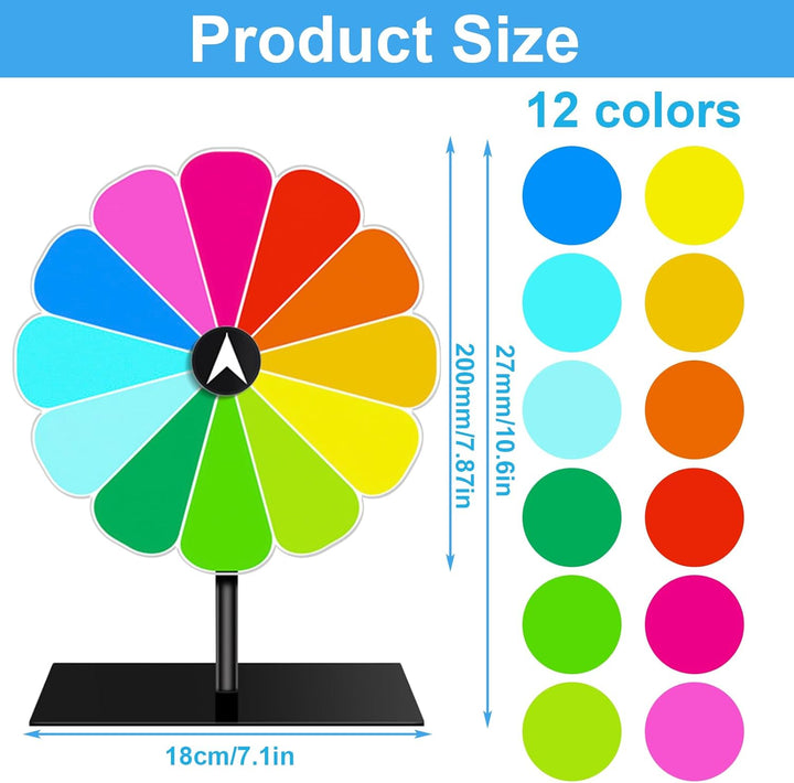 Glücksrad zum Drehen 20 cm 12 Farben Glücksrad Spielzeug mit Trocken Abwischbarem Marker Ständer Glü
