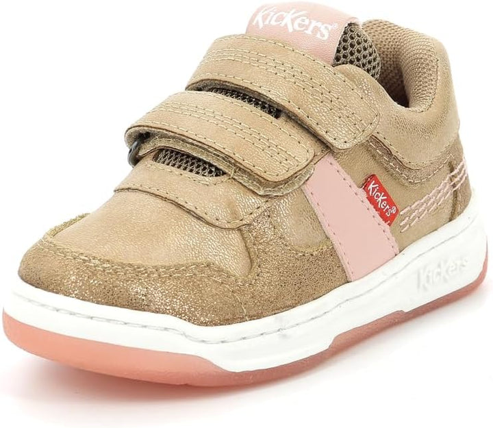 Kickers Unisex Kinder Kalido Sneaker 34 EU Beige Rosa Glitzer, 34 EU Beige Rosa Glitzer