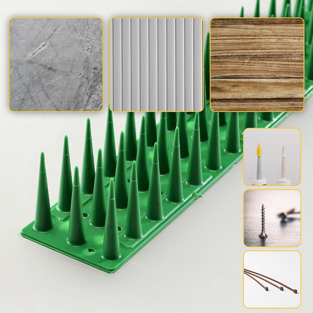 KADAX 12er Set Vogelabwehr Spikes, Kunststoff, 51x4x3,5 cm, 3-reihig, für Tauben, Katzen, Marder, Za