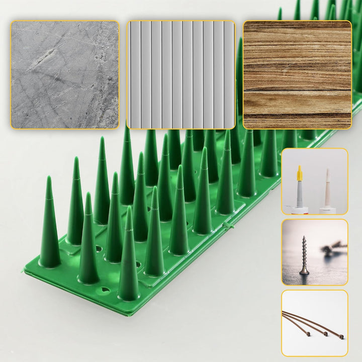 KADAX 12er Set Vogelabwehr Spikes, Kunststoff, 51x4x3,5 cm, 3-reihig, für Tauben, Katzen, Marder, Za