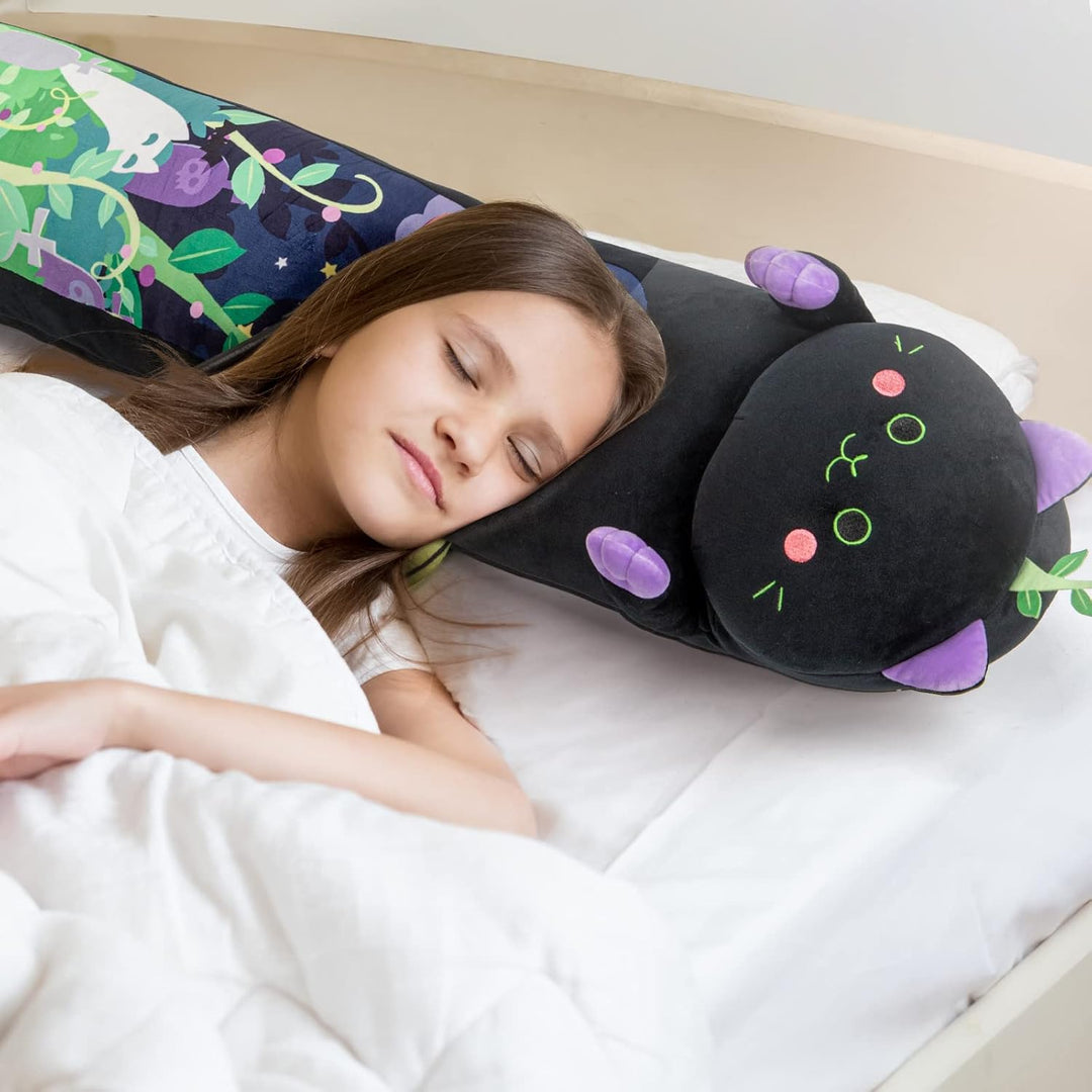 Mewaii 50CM Kuscheltier Kawaii Katzen Plüschkissen Schwarz Stofftiere Lang Kätzchen Plüschtier Ausge