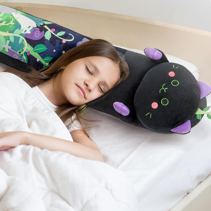 Mewaii 50CM Kuscheltier Kawaii Katzen Plüschkissen Schwarz Stofftiere Lang Kätzchen Plüschtier Ausge