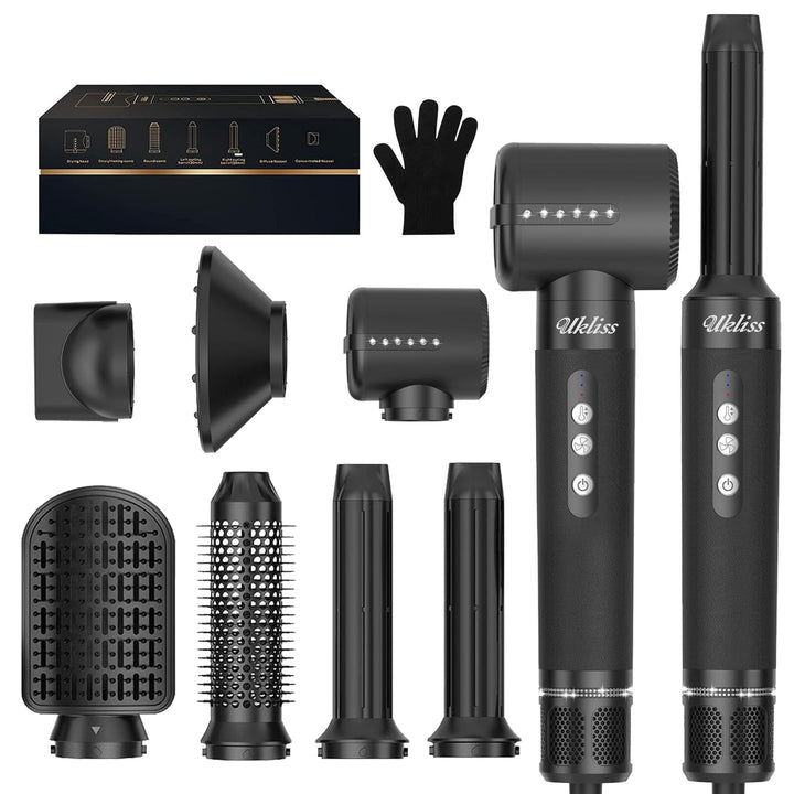 7 in 1 Haarstyler, UKLISS Föhnbürste mit Haartrockner 110000 U/Min Hochtouriger Motor, Warmluftbürst