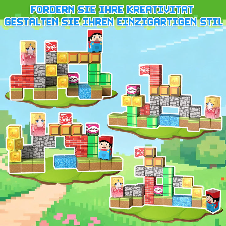 Ulikey Magnetische Bausteine, Reisespielzeug Magnetic Blocks, Magnetbausteine Kinder Tragbare, STEM