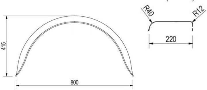 HGW Paar Kotflügel für Pkw-Anhänger (Stahlblech 22/80cm), Stahlblech 22/80cm