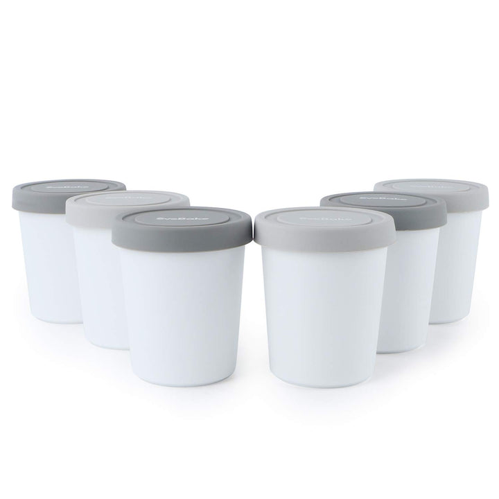 SveBake Eisbehälter für Speiseeis 180ml - 6er-Set mit Deckeln aus Silikon, Behälter Hausgemachte für