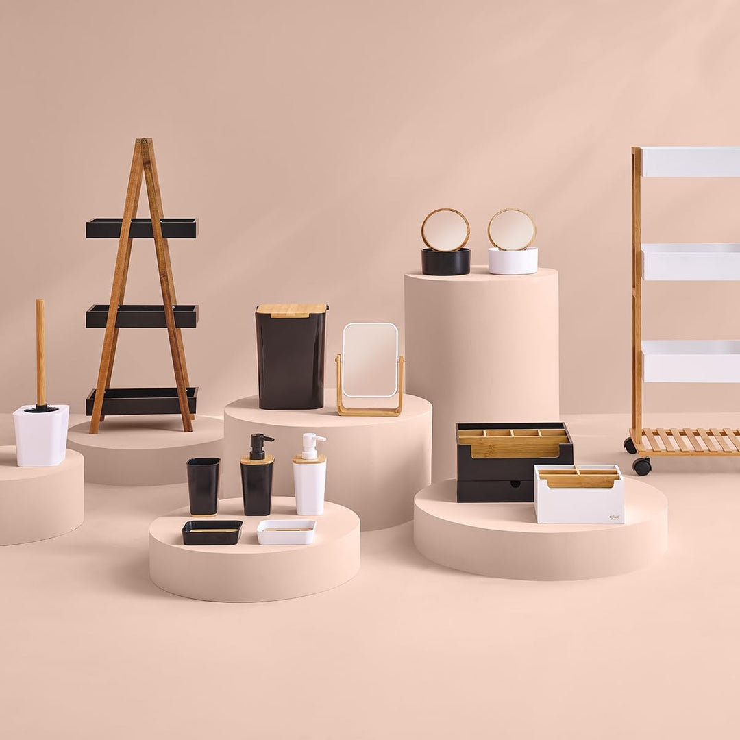 5five - servierwagen 3 Ebenen dreieck naturéo Bambus weiss Taille unique Bambou / Blanc, Taille uniq