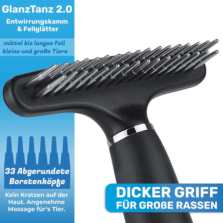 BluePet 2.0 Fellentwirrer Entfilzer für Langhaar Hunde &amp; Katzen I Hochwertiger Hundestriegel mit zwe