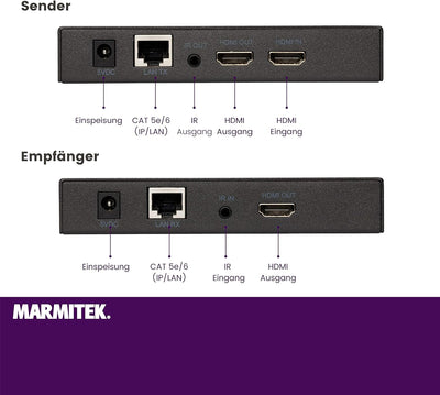 HDMI Extender LAN - Marmitek MegaView 91 - über 1 CAT 5e/6 Kabel oder Netzwerk (IP/LAN) - Full HD -