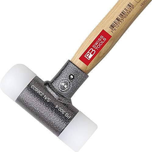 PB Swiss Tools Kunststoffhammer PB 300 mit Stiel aus Hickory-Holz, Rückschlagfrei, 100% Swiss Made,