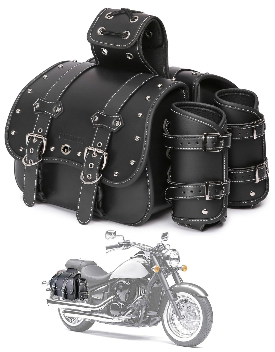 Hochdichtes Leder-Motorrad-Saddebags,Überwurftaschen,Gepäckträger,Seitentaschen mit Getränkehalter,w