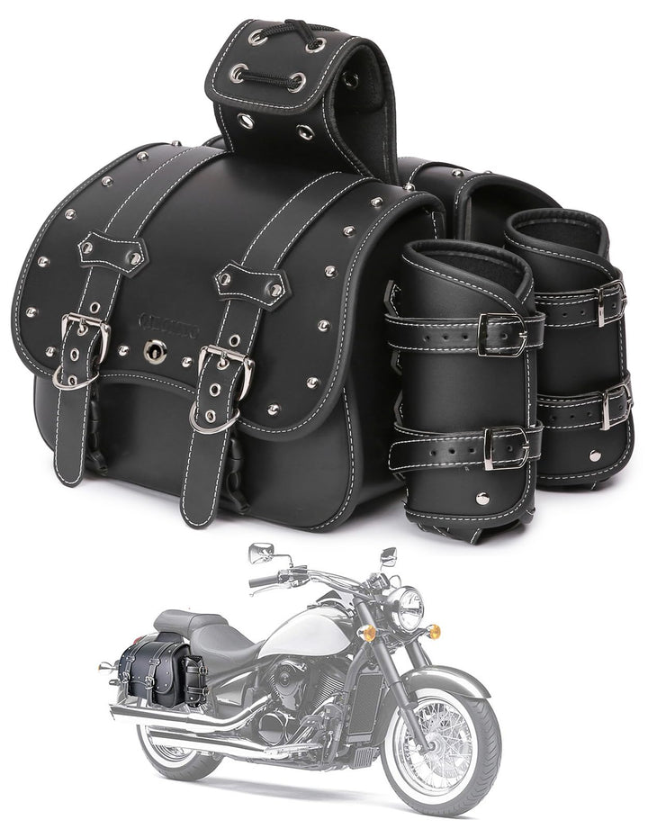 Hochdichtes Leder-Motorrad-Saddebags,Überwurftaschen,Gepäckträger,Seitentaschen mit Getränkehalter,w