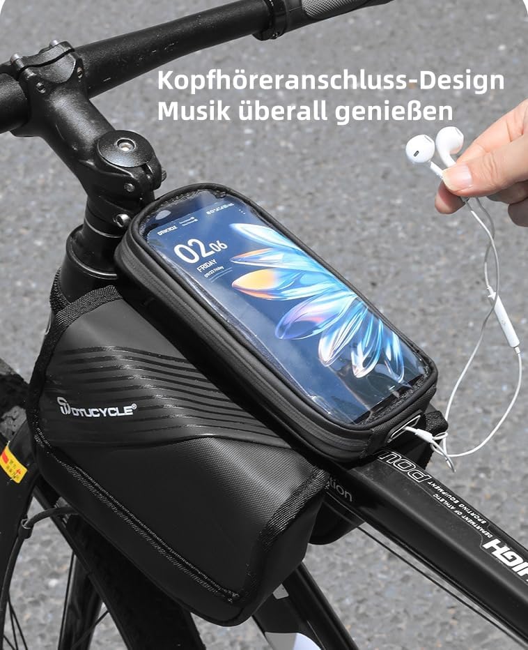 wasserdichte Fahrrad-Lenker-Tasche, 2,5 Liter, geeignet für Smartphones bis zu Einer Grösse von 6,8