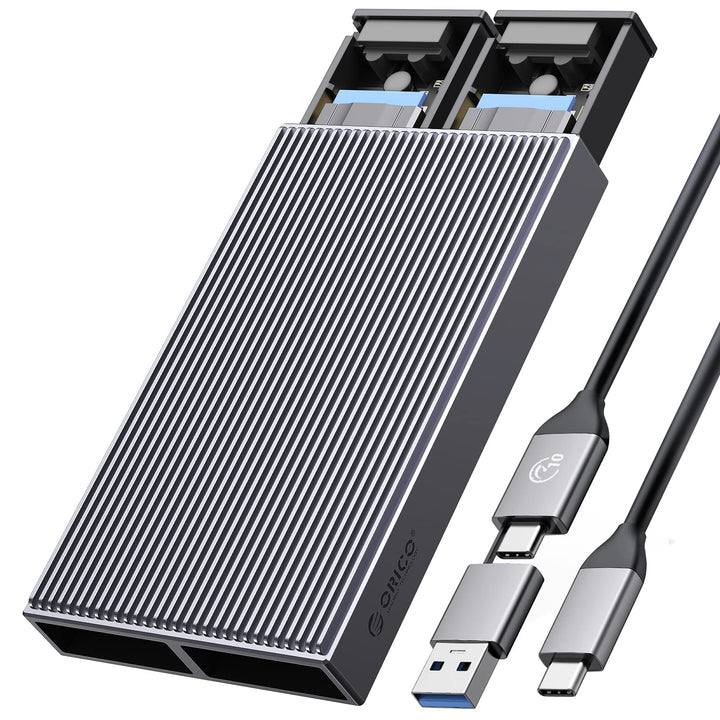 ORICO Dual-bay M.2 NVMe SSD Gehäuse, USB C auf M2 Adapter für M Key PCIe 2230/224/2260/2280 M.2 SSDs