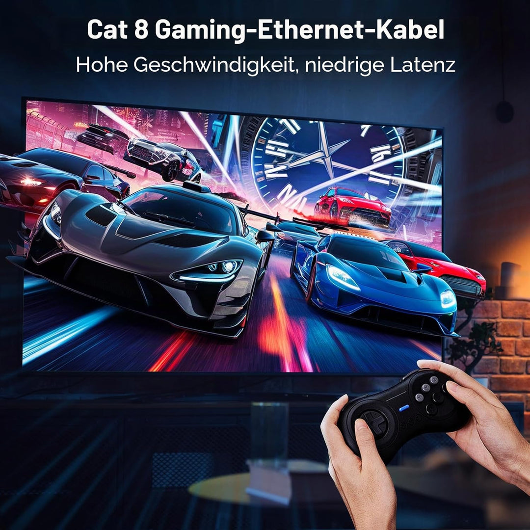 Cat 8 Ethernet Kabel 15M, 40Gbps Netzwerkkabel Hochgeschwindigkeits 2000MHz Ethernet Kabel, Gigabit