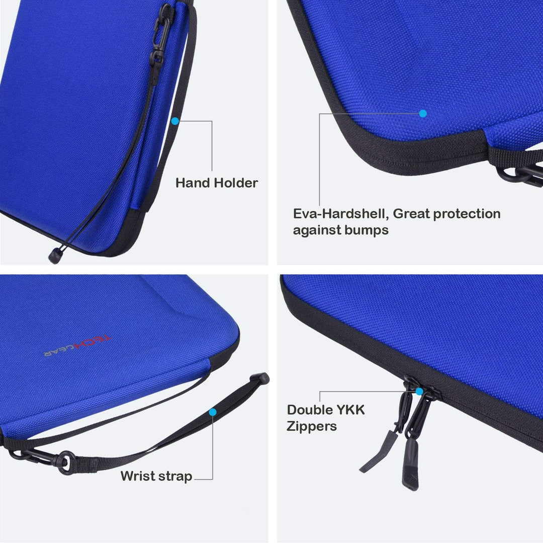 TECHGEAR Portfolio Organizer Tasche, Hartschale mit Riemen USB Kabel iPad Stift Halter und Griff Sch