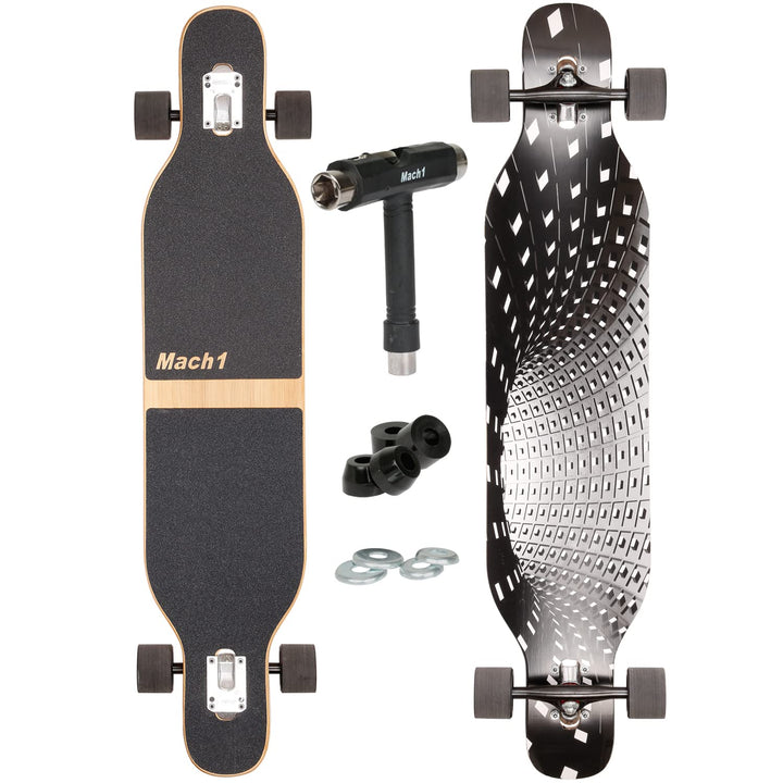 FunTomia Longboard mit 3 Flex Stufen Drop Through Cruiser Komplettboard Mach1 Speed Kugellager T-Too