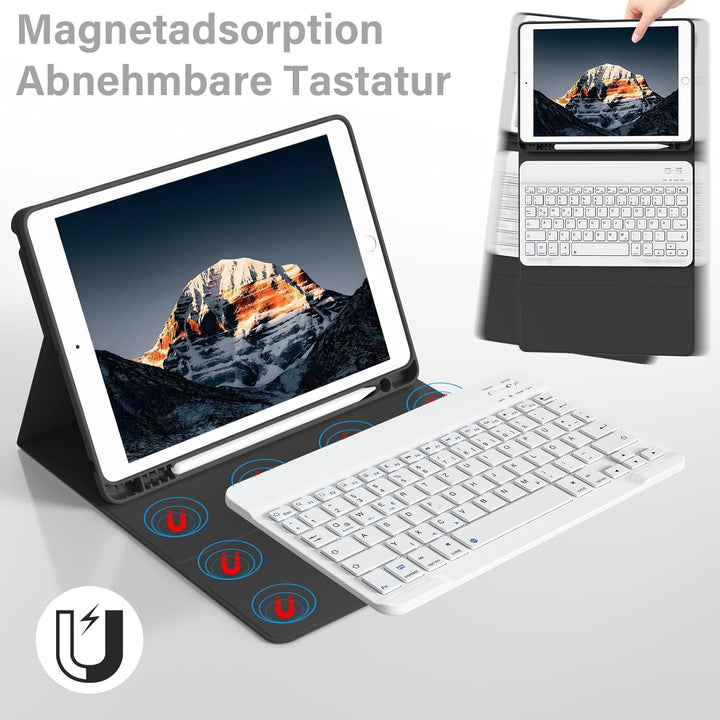 Tastatur Hülle für iPad 10.2 Zoll (9./8./7. Generation - 2021/2020/2019), Soft TPU Rückseite Gehäuse