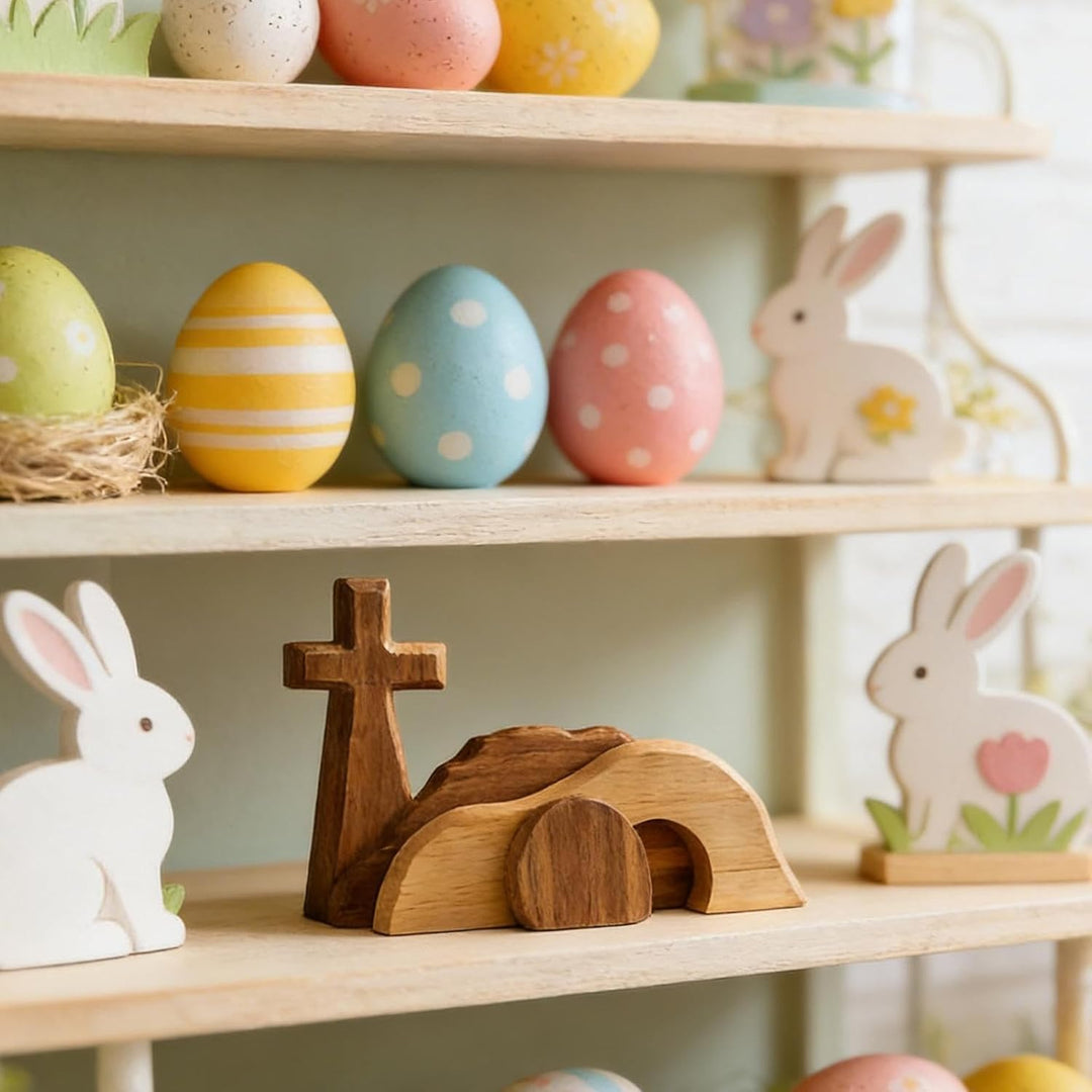 Generisch Leeres Grab aus Holz,Hölzerne Weihnachtskrippen Tischdekoration | -Grab-Deko für Zuhause -