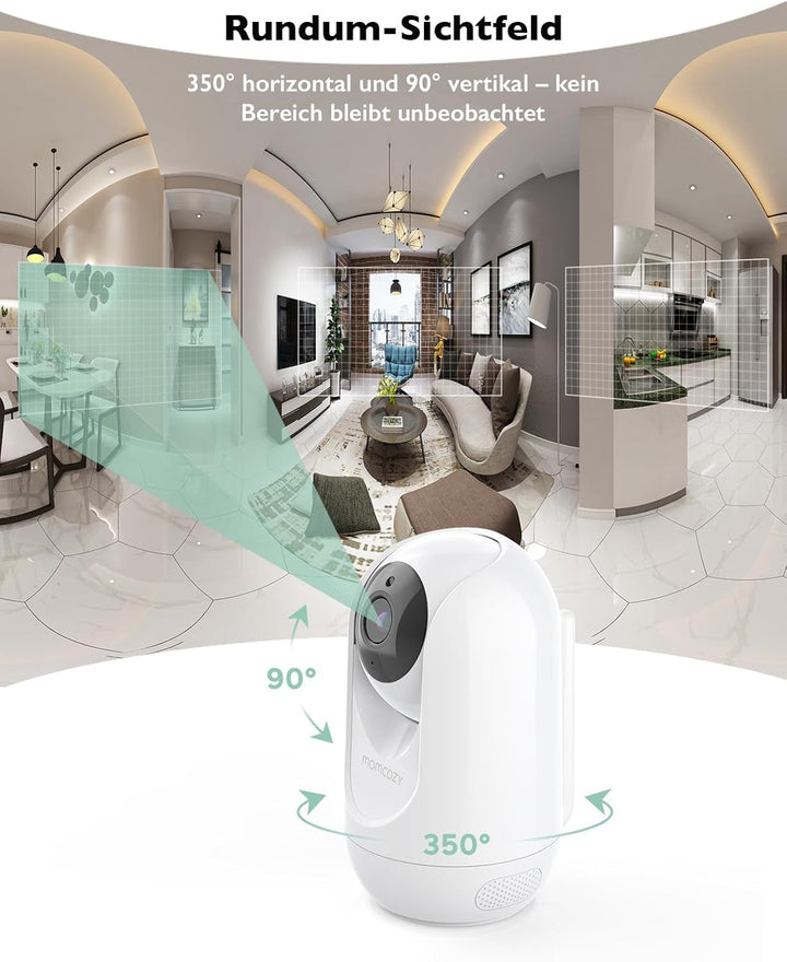 Momcozy Video Babyphone mit Kamera, Baby Monitor, Babyfone, 1+1 Kit Display+1 Kamera, Display+1 Kame
