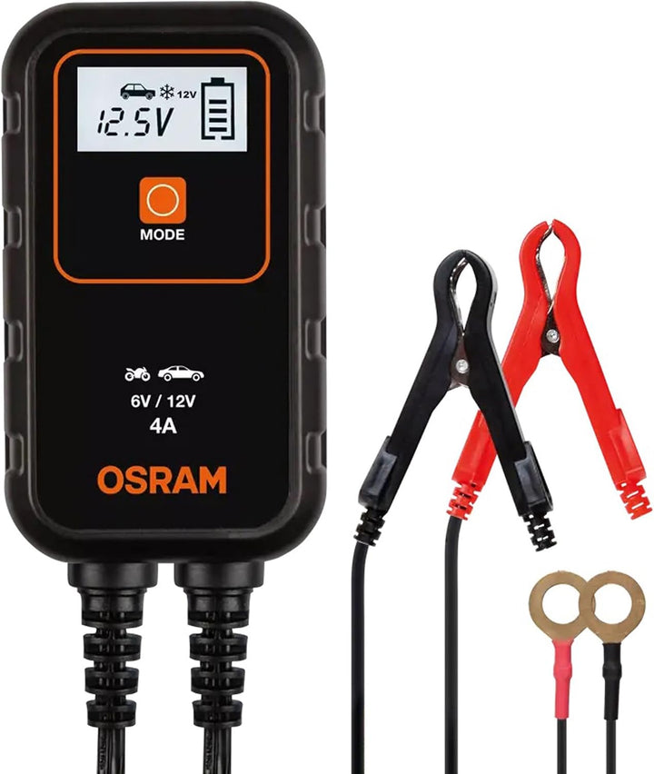 OSRAM BATTERYcharge 904, KFZ-Batteriewartungsgerät 12V, mobiles KFZ Batterieladegerät für PKW & Moto