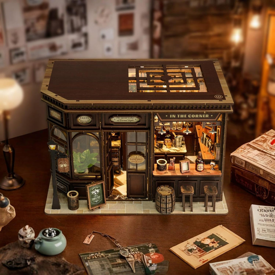 Book Nook Kit für Erwachsene - LUMYCE DIY Miniatur Haus Holzpuzzle 3D Puppenhaus - Buchstütze für Bü