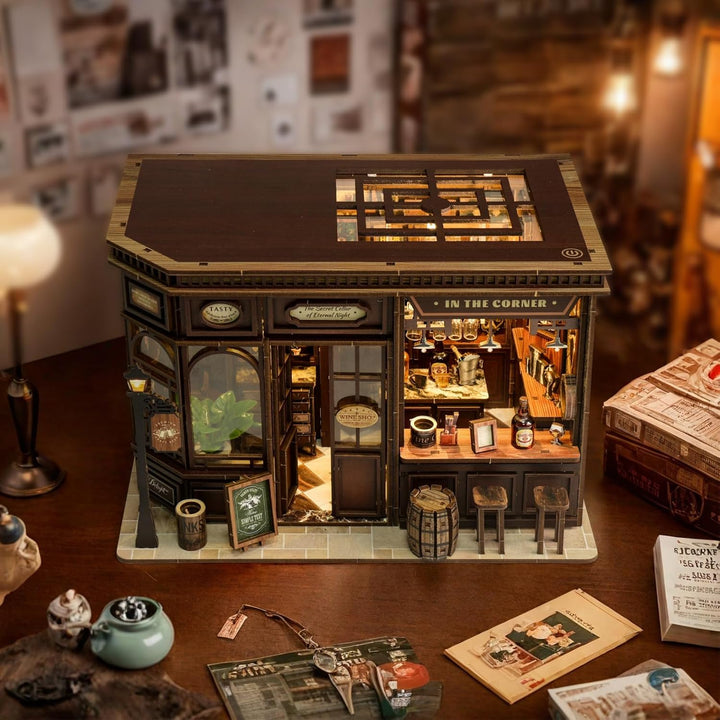 Book Nook Kit für Erwachsene - LUMYCE DIY Miniatur Haus Holzpuzzle 3D Puppenhaus - Buchstütze für Bü