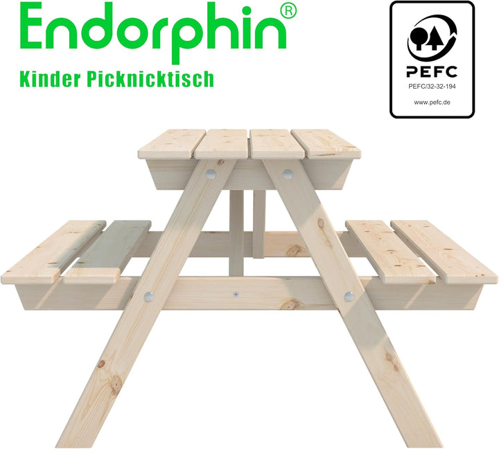 Endorphin Kinder-Picknicktisch aus Kiefernholz 117 cm lang