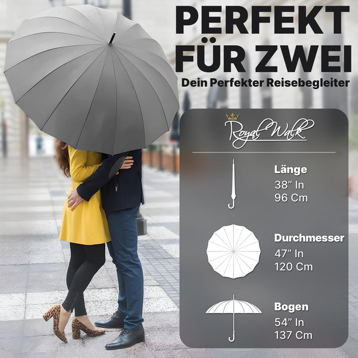 Royal Walk Regenschirm Gross Sturmfest Golf Schirm XXL Stabiler Stockschirm | Grosser Regenschirm fü