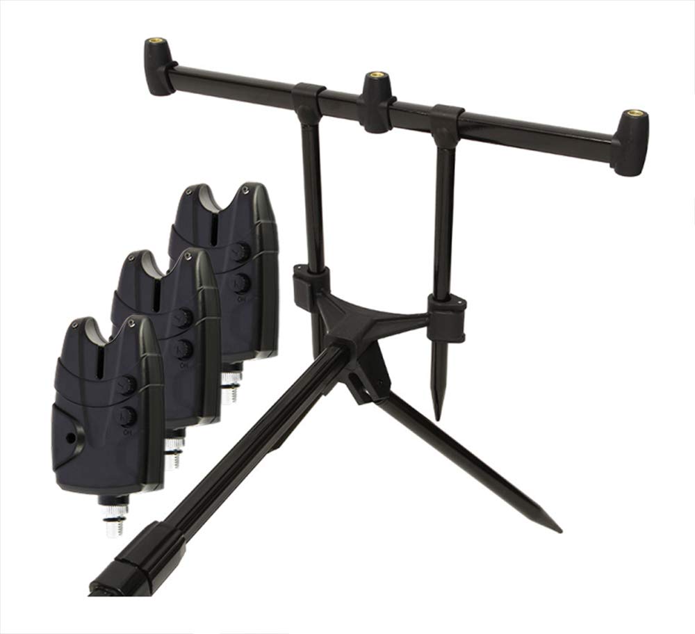 G8DS® Set Rod Pod Rutenhalter + Tragetasche inklusive 3 Bissanzeiger mit Ton- und Lautstärkeregler f