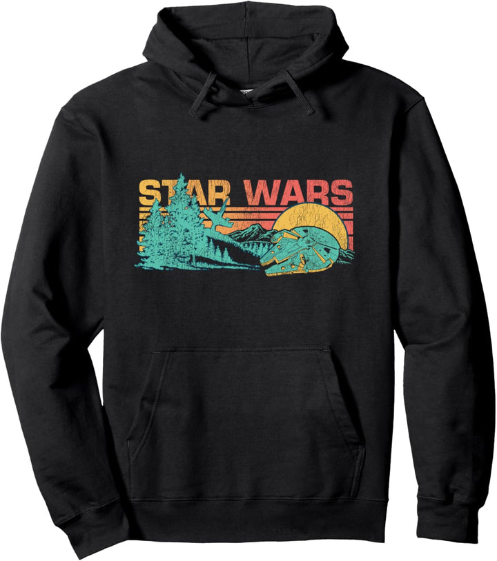 Star Wars Millennium Falcon Forest Retro Sunset Pullover Hoodie