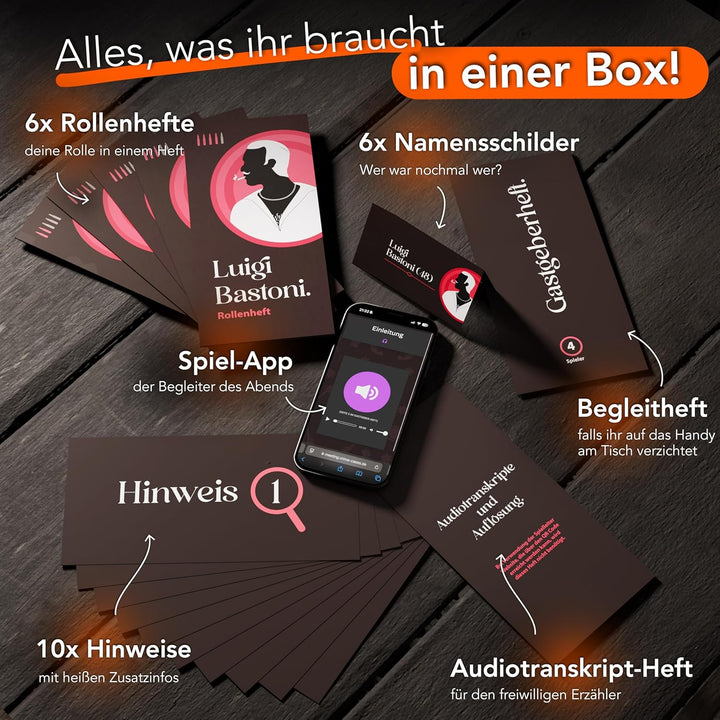 CRIMECASES Krimidinner Bundle 4-10 Personen | 3 Spiele mit Motto: Mafia, Konzert, Firmenfeier | Der