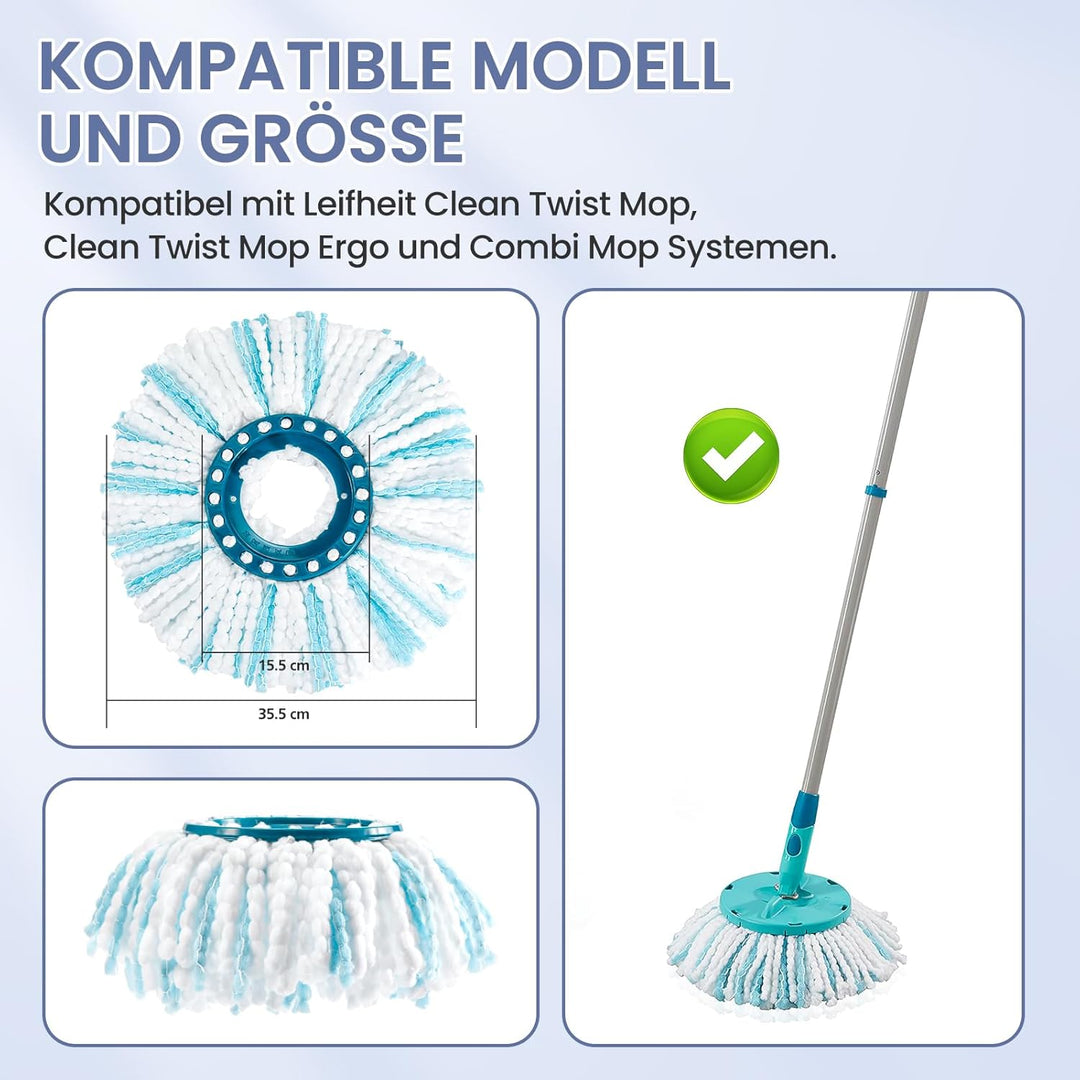 6 Stück Bodenwischer für Leifheit Clean Twist Disc Mop | für Leifheit Clean Twist Disc Mop Ergo, Wis