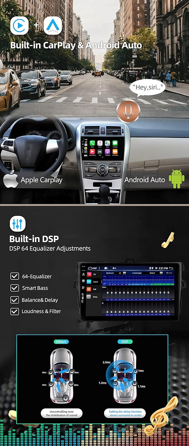 JOYX Android 12 IPS Autoradio Passt für Toyota Corolla E140 E150 (2006-2013) - 4G+64G - Eingebaut DS