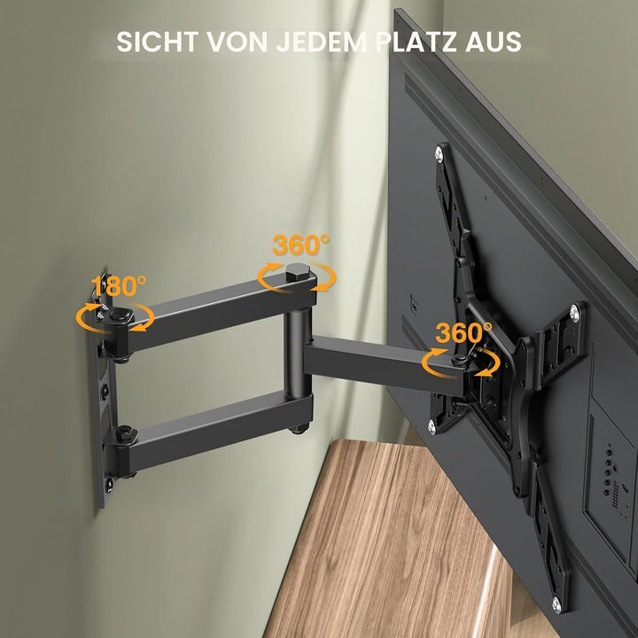 Perlegear TV Wandhalterung, Schwenkbare Neigbare TV Halterung für 26-60 Zoll Flach&amp;Curved Fernseher