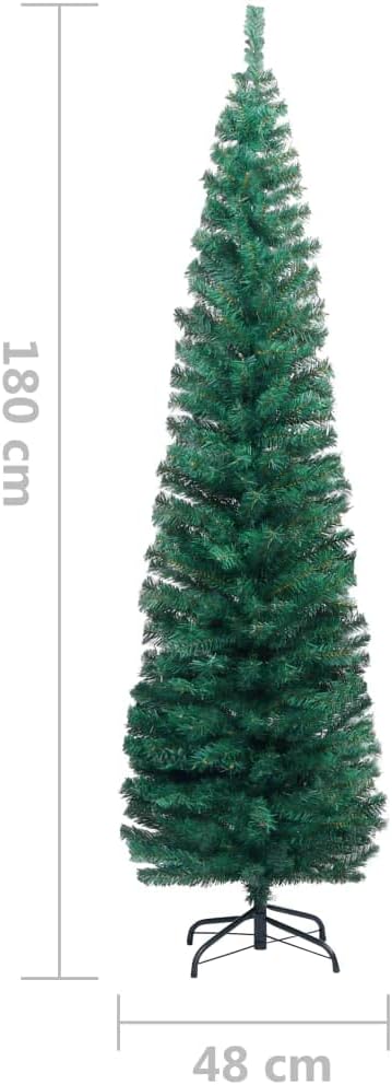 vidaXL Schlanker Künstlicher Weihnachtsbaum mit Ständer Christbaum Tannenbaum Dekobaum Kunstbaum Wei