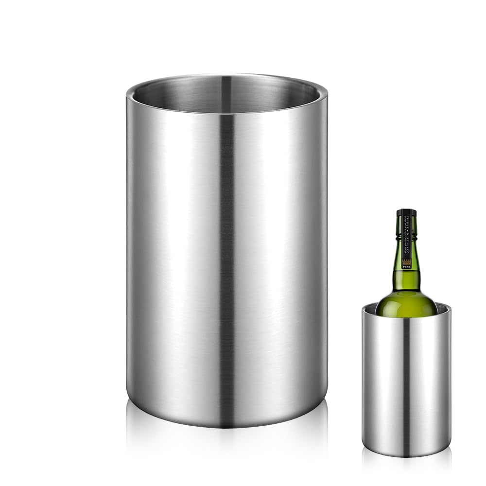 Flaschenkühler für Wein, Champagner und Sekt Flaschen, Doppelwandiger Edelstahl Sektkühler Weinkühle