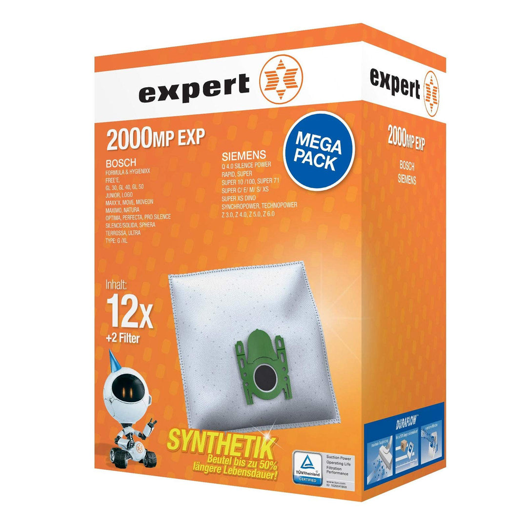 Expert 2000 MP EXP Staubbeutel Megapack 12x 2000EX und 2x Microfilter für Bosch Siemens