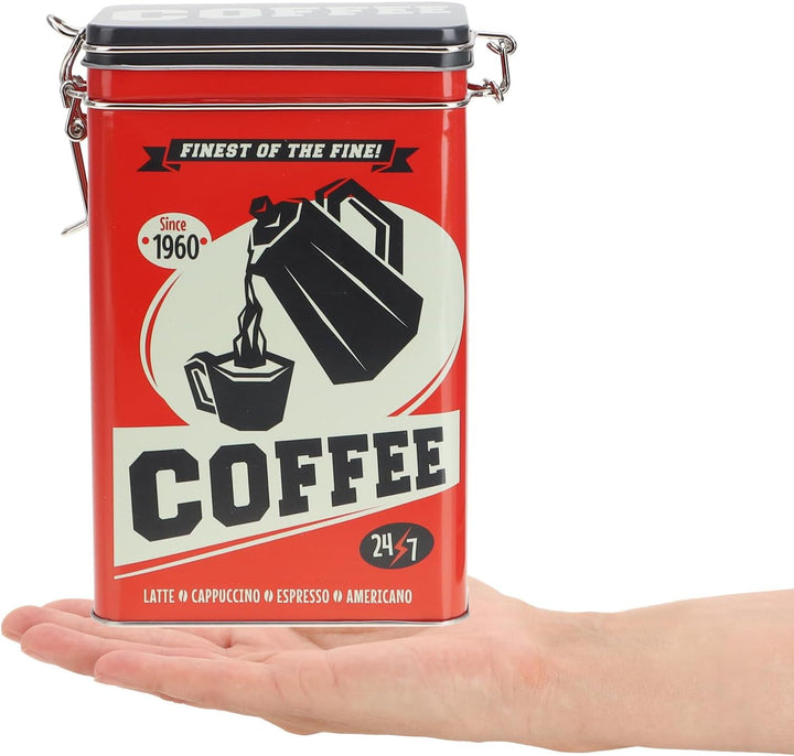 com-four® 4x Vorratsdose aus Metall - Kaffeedose mit verschliessbarem Deckel - Metallbehälter im Ret