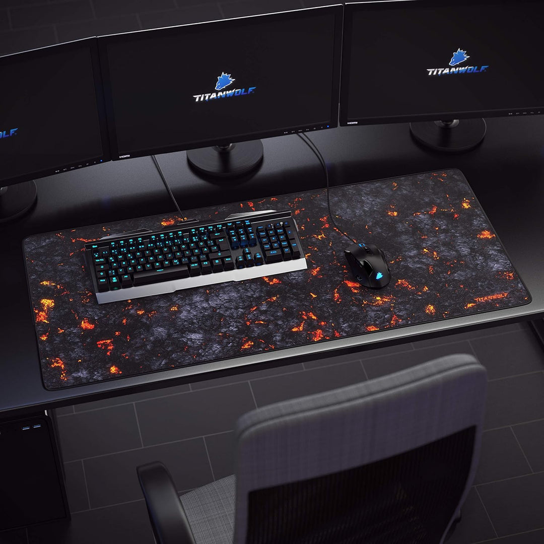 TITANWOLF - XXL Speed Gaming Mauspad Titanwolf Lava 900x400 mm - XXL Mousepad - Tischunterlage Large