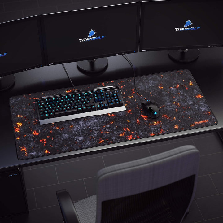 TITANWOLF - XXL Speed Gaming Mauspad Titanwolf Lava 900x400 mm - XXL Mousepad - Tischunterlage Large