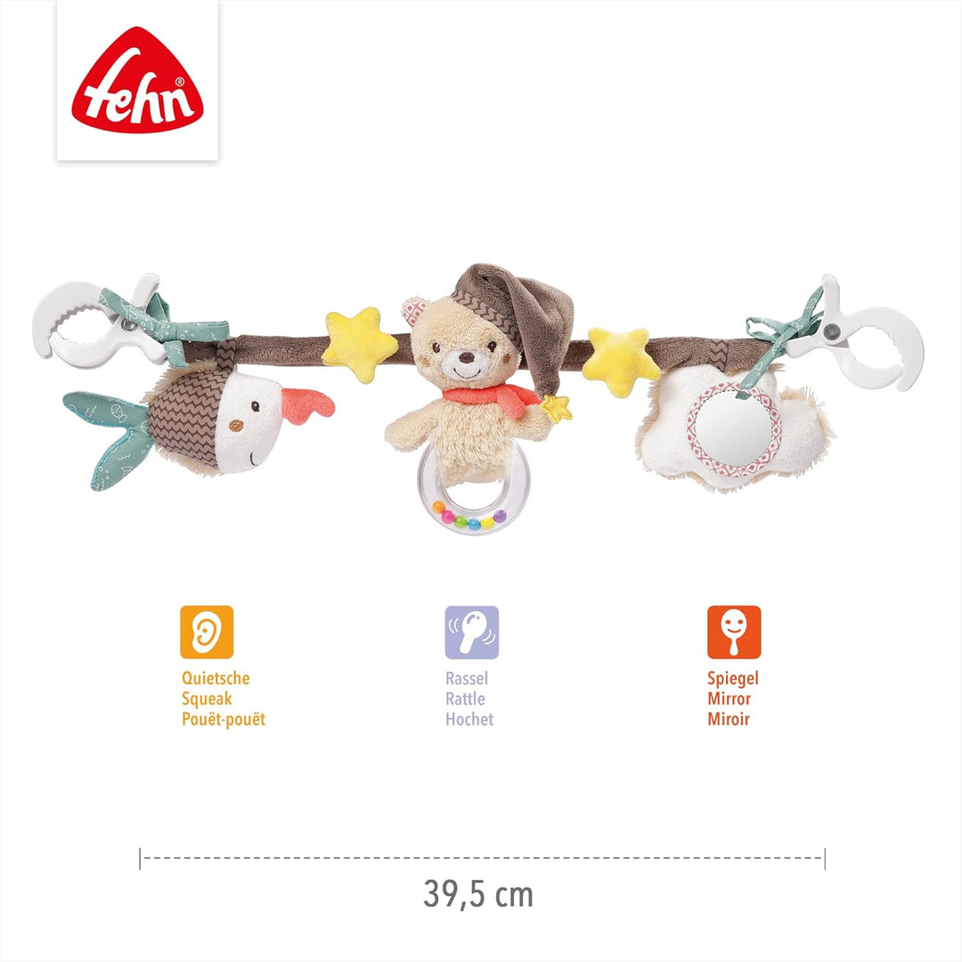 Fehn Kinderwagenkette Spielzeug Bruno – Baby Mobile Kette mit niedlichen Figuren zum Aufhängen an Ki
