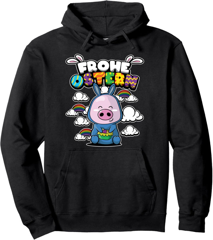 Frohe Ostern - Ostertiere - Süsses getarntes Schweinchen Pullover Hoodie