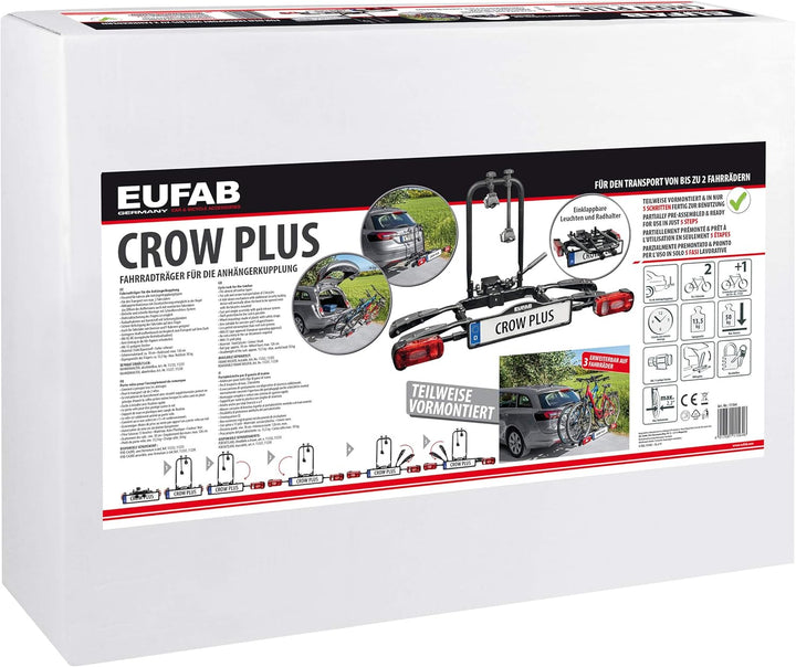EUFAB 11582, Fahrradträger Crow Plus erweiterbar, Schwarz, Fahrradtr&#xE4;ger Crow Plus Fahrradtr&#x