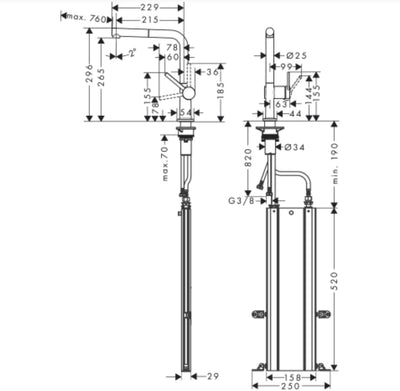 hansgrohe Küchenarmatur Talis M54 (Wasserhahn Küche mit Schlauchbox, 360° schwenkbar, ausziehbarer A