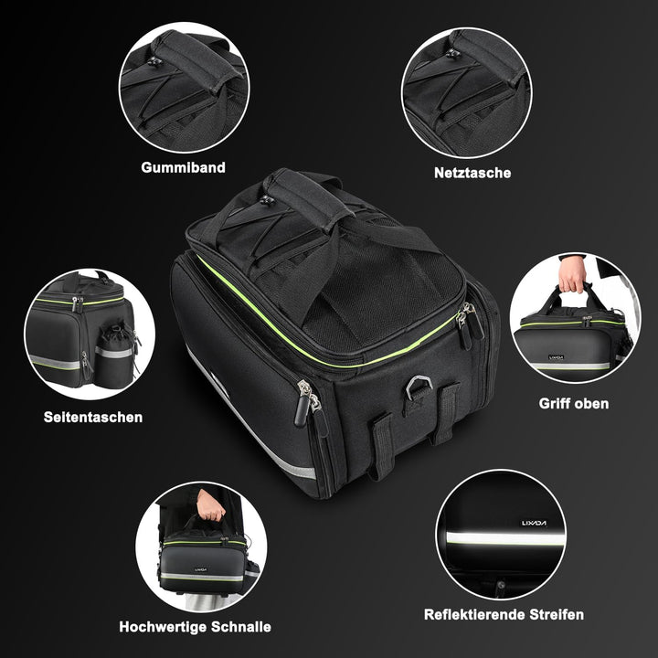 Lixada Fahrradtaschen für Gepäckträger, Fahrrad Gepäckträgertasche, Wasserdicht Fahrrad Sitz Tasche