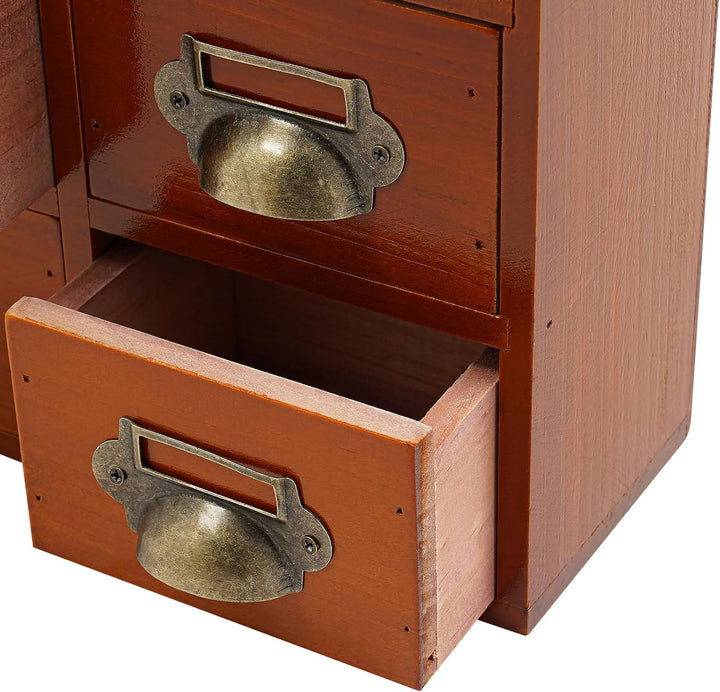 Holz Schubladenbox 4 X 4 Stufige SchubladenOrganizer Vintage Apothekerschrank mit 16 Schubladen Schl