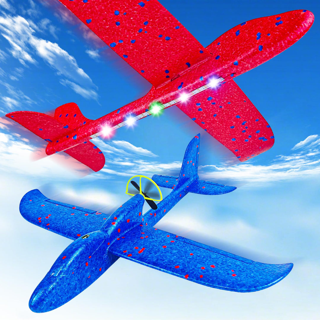 2 Stück Flugzeug Spielzeug, Styropor Flugzeuge für Kinder Elektrisches Wurfgleiter Styroporflieger L