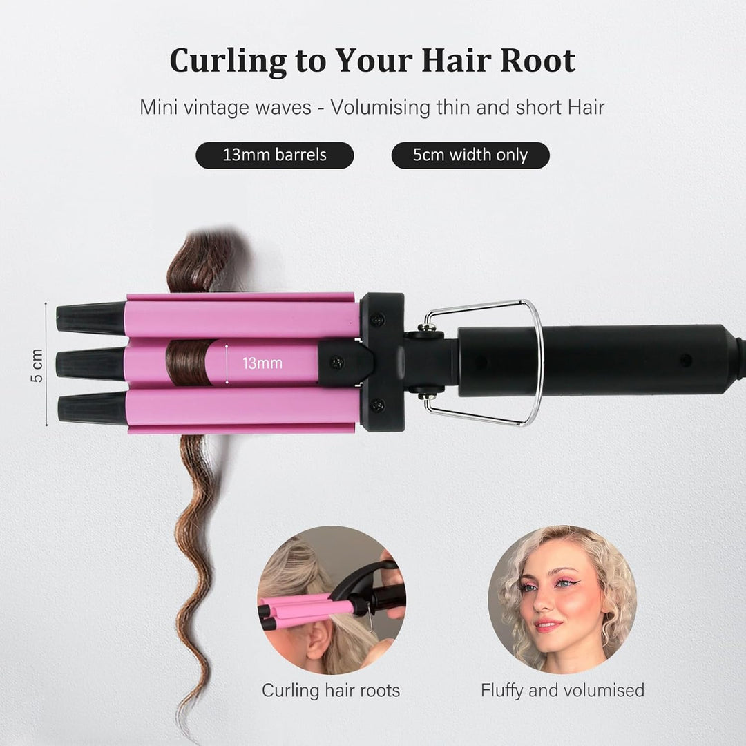 janelove 13mm mini Welleneisen für haare, Keramik mini Lockenstab für kurze haare, 180°C/210°C, 30s