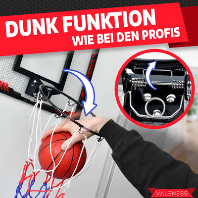VALENESS® Mini Basketballkorb Indoor [für Tür & Wandmontage] - Kleiner Basketball Korb mit Dunk-Funk